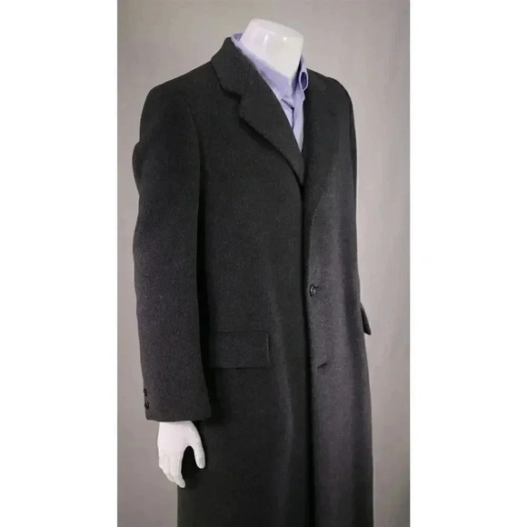 Malcolm Kenneth x B. Altman Kittens Ear Velour Wool Gray/Black Wool Overcoat 41L - Picture 5 of 10